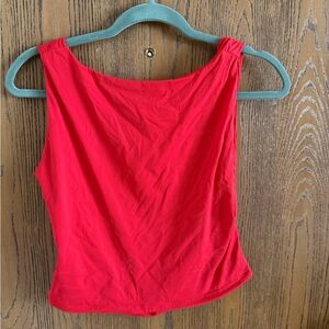 Red Sleeveless Open Back Women's Top